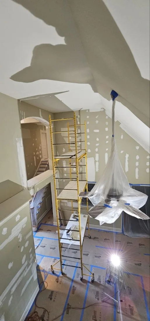 Protected interior during ceiling preparation
